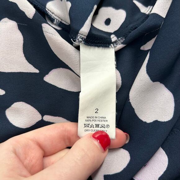 Kate Spade New Splash Ruffle Sleeve Midi Dress Navy & Cream Smocked Size 2 - Picture 9 of 9